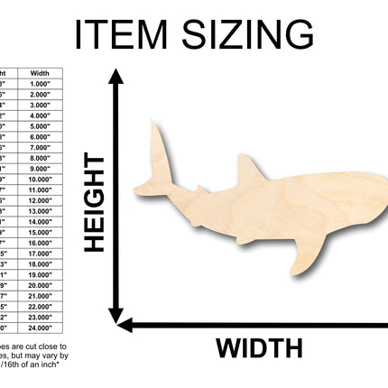 Unfinished Wood Whale Shark Shape - Craft - up to 46" DIY