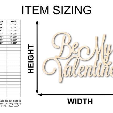 Unfinished Wood Be My Valentine Shape - Word Craft - up to 46"