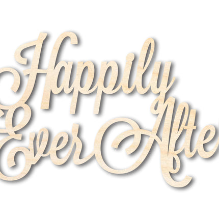 Unfinished Wood Happily Ever After Shape - DIY Wedding Craft - up to 46"