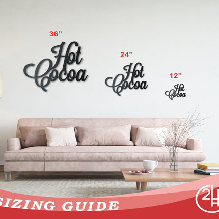 Metal Hot Cocoa Wall Art - Metal Word Craft - 14 Color Options