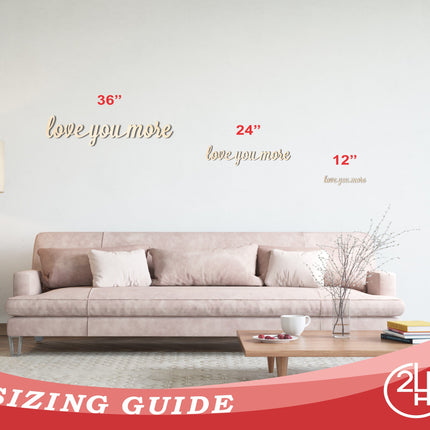 Unfinished Wood love you more Shape - Word Craft - up to 46"