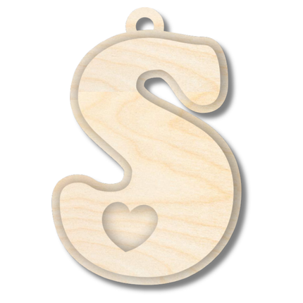 Unfinished Wood Layered Letter Valentines Tags | A-Z | 2 Piece | 6" Tall | 1/8" Wood | Wood Craft DIY