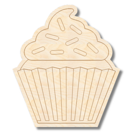 Unfinished Wood Etched Cupcake Shape | Paint By Line Crafts | up to 30" DIY