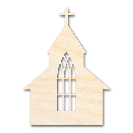 Unfinished Wood Church with Window Shape - Craft - up to 46"