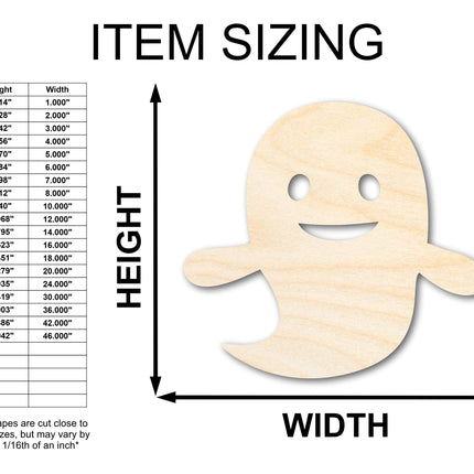 Unfinished Wood Cute Ghost Shape - Craft - up to 46"