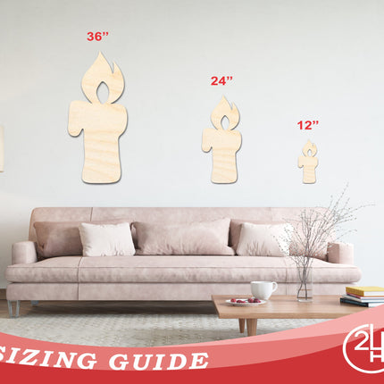 Unfinished Wood Candle Shape - Craft - up to 46"