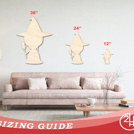Unfinished Wood Cute Witch Shape - Craft - up to 46"