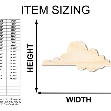 Unfinished Wood Large Cloud Shape - Craft - up to 46"