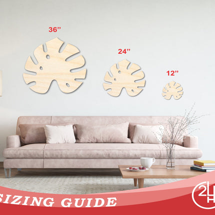 Unfinished Wood Monstera Leaf Shape - Craft - up to 46"