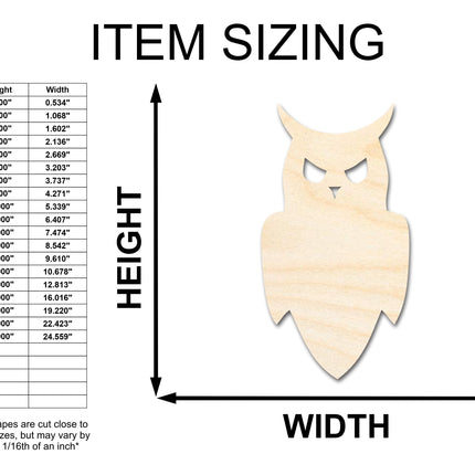 Unfinished Wood Night Owl Shape - Craft - up to 46"