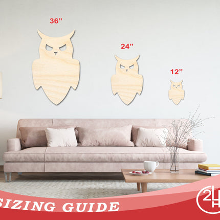 Unfinished Wood Night Owl Shape - Craft - up to 46"