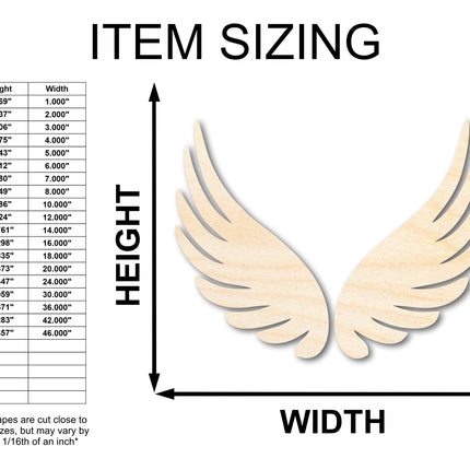 Unfinished Wood Angel Wings Shape - Craft - up to 46"