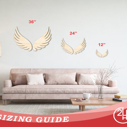 Unfinished Wood Angel Wings Shape - Craft - up to 46"