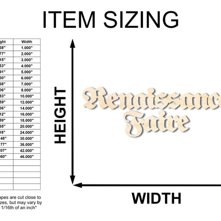 Unfinished Wood Renaissance Faire Shape - Craft - up to 46"