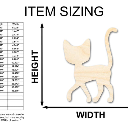 Unfinished Wood Cat Silhouette Shape - Craft - up to 46"