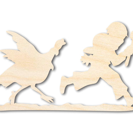 Unfinished Wood Turkey Chase Shape - Craft - up to 46"