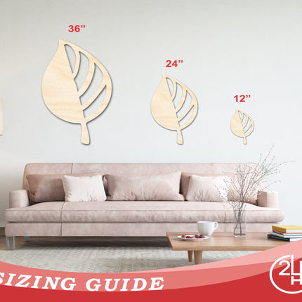 Unfinished Wood Autumn Leaf Shape | Craft Cutout | up to 46" DIY