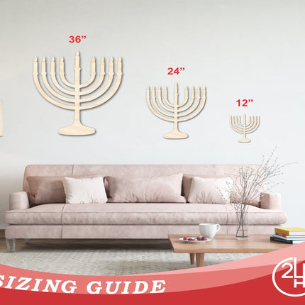 Unfinished Wood Hanukkah Menorah Shape - Craft - up to 46"
