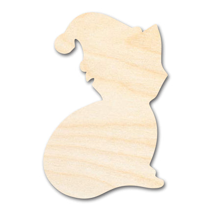 Unfinished Wood Santa Hat Cat Shape | DIY Christmas Craft Cutout | up to 46" DIY