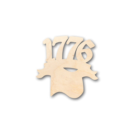 Unfinished Wood 1776 and Flag Shape - Craft - up to 46" DIY