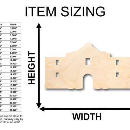 Unfinished Wood Alamo Shape - Craft - up to 46" DIY