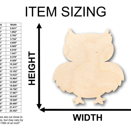 Unfinished Wood Cute Owl Shape - Craft - up to 46" DIY