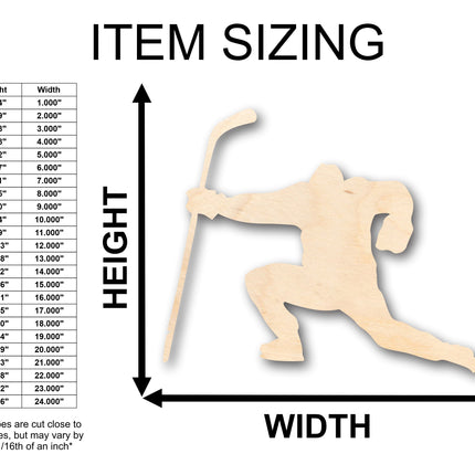 Unfinished Wood Hockey Player Shape - Craft - up to 46" DIY