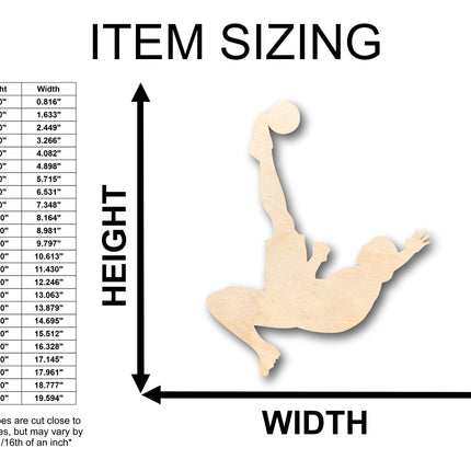 Unfinished Wood Soccer Bicycle Kick Shape - Craft - up to 46" DIY