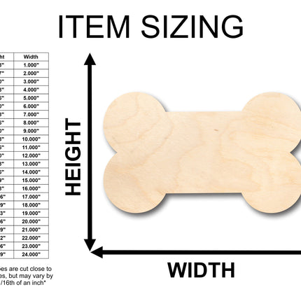 Unfinished Wood Thick Bone Shape - Craft - up to 46" DIY