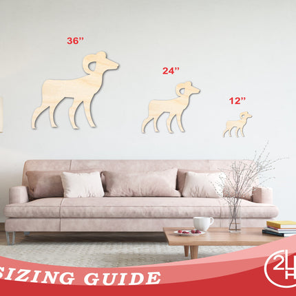 Unfinished Wood Aries Ram Shape - Zodiac Craft - up to 46"