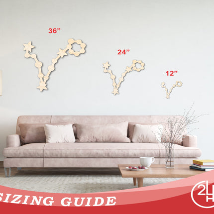 Unfinished Wood Pisces Constellation Shape - Zodiac Craft - up to 46"
