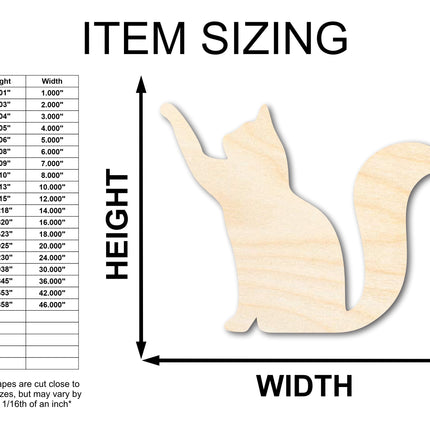 Unfinished Wood Reaching Cat Shape - Cat Craft - up to 46" DIY