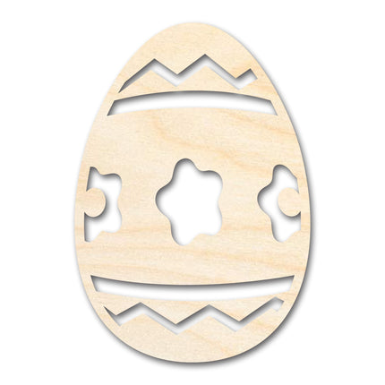 Unfinished Wood Striped Flower Egg Shape - Easter Craft - up to 46" DIY