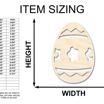 Unfinished Wood Striped Flower Egg Shape - Easter Craft - up to 46" DIY