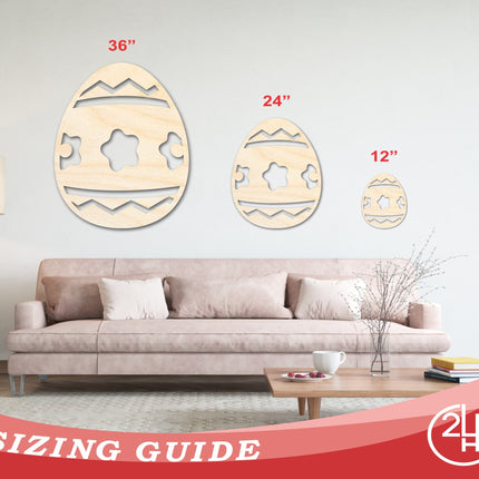 Unfinished Wood Striped Flower Egg Shape - Easter Craft - up to 46" DIY