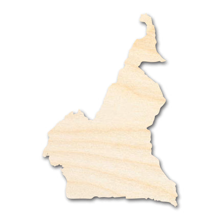 Unfinished Wood Cameroon Country Shape - Central Africa Craft - up to 46" DIY