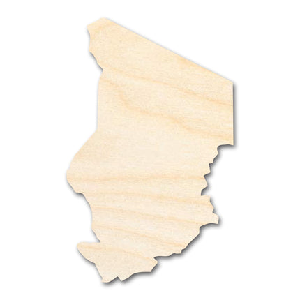 Unfinished Wood Chad Country Shape - North Central Africa Craft - up to 46" DIY