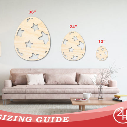 Unfinished Wood Starry Egg Shape - Easter Craft - up to 46" DIY