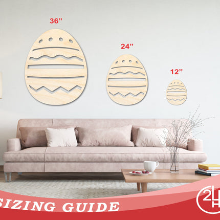 Unfinished Wood Striped Egg Shape - Easter Craft - up to 46" DIY