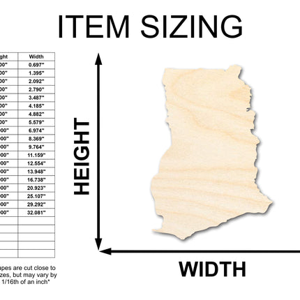 Unfinished Wood Ghana Country Shape - West African Craft - up to 46" DIY