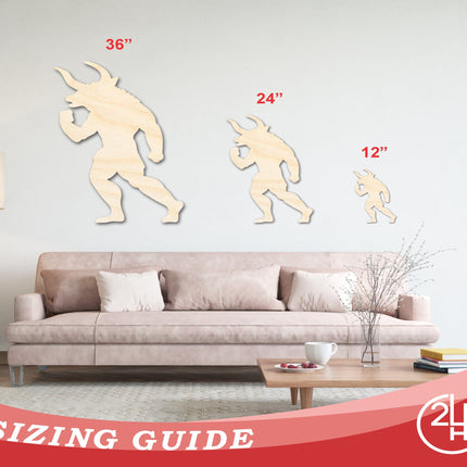Unfinished Wood Minotaur Silhouette | DIY Creature Craft Cutout | up to 46" DIY