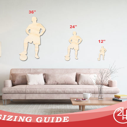 Unfinished Wood Soccer Player Silhouette | DIY Sports Craft Cutout | up to 46" DIY
