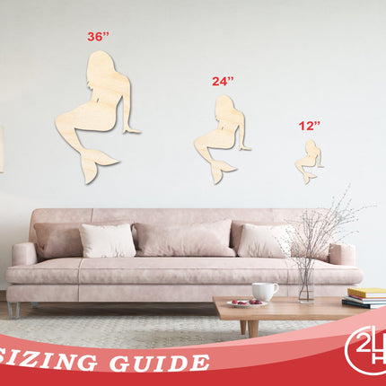 Unfinished Wood Mermaid Silhouette | DIY Craft Cutout | up to 46" DIY