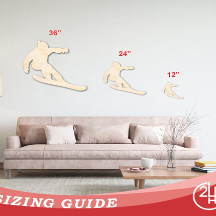 Unfinished Wood Snowboarder Silhouette | DIY Winter Sports Craft Cutout | up to 46" DIY