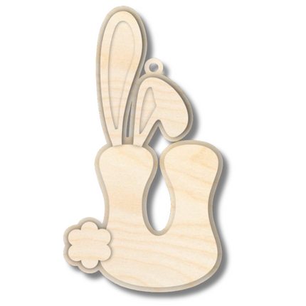 Unfinished Wood Layered Letter Bunny Tags| A-Z | 4 Piece | 6" Tall | 1/8" Wood | Wood Craft DIY