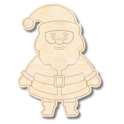 Unfinished Wood Etched Santa Shape | Paint By Line Crafts | up to 30" DIY