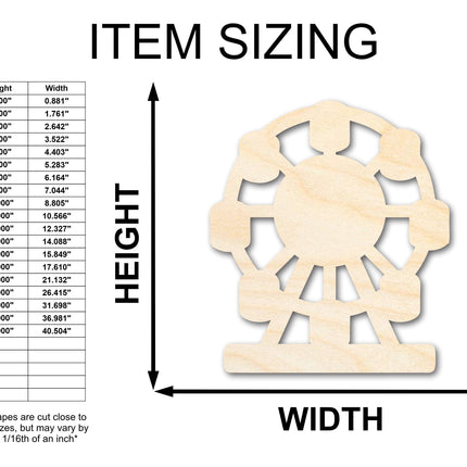 Unfinished Wood Ferris Wheel Shape | Amusement Park Ride Silhouette | Craft Cutout | up to 46" DIY