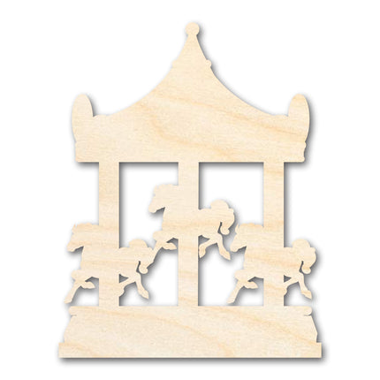 Unfinished Wood Merry-Go-Round Shape | Carousel Craft | Amusement Park | Craft Cutout | up to 46" DIY