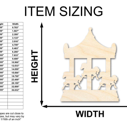 Unfinished Wood Merry-Go-Round Shape | Carousel Craft | Amusement Park | Craft Cutout | up to 46" DIY