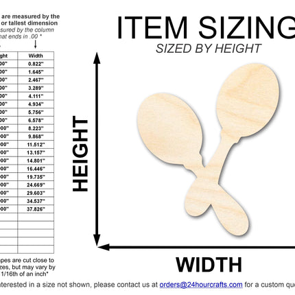 Unfinished Wood Maracas Shape | DIY Mariachi Craft Cutout | up to 46" DIY